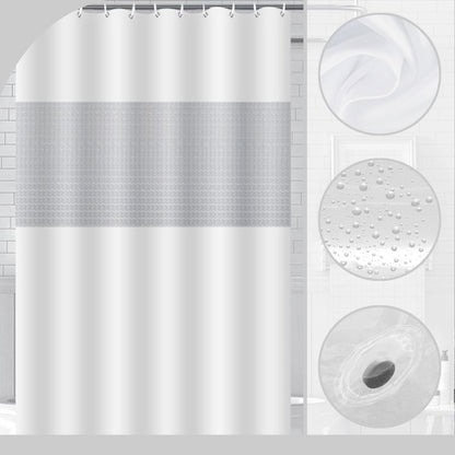 ECO Mould Proof Shower Curtain 180x180cm, Solid Grey-Blue PEVA Waterproof Heavy Duty With 3 Magnets, 12 Plastic Hooks
