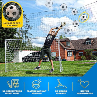 Open Goaaal Football Goal & Backstop Net with Rebounder | Backyard Barrier Net to Stop Balls Going Over the Fence
