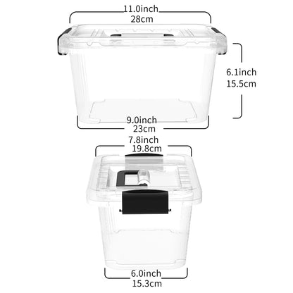 Cetomo Storage Boxes, Storage Box with Lids and Handle for Home Dorm Office Organization, Stackable Nesting Tote Container, Plastic, Clear, 6L-20 Pack