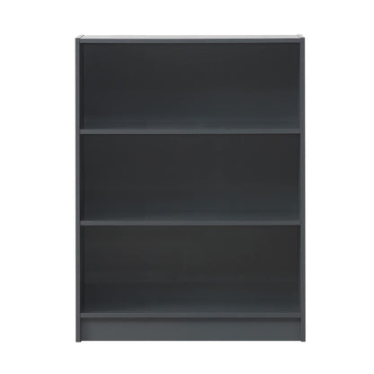 Timber Art Design 3 Tier Open Bookcase Shelf Tall Adjustable Display Shelving Storage Unit Wood Furniture Multimedia Comicbook Rack - Dark Grey