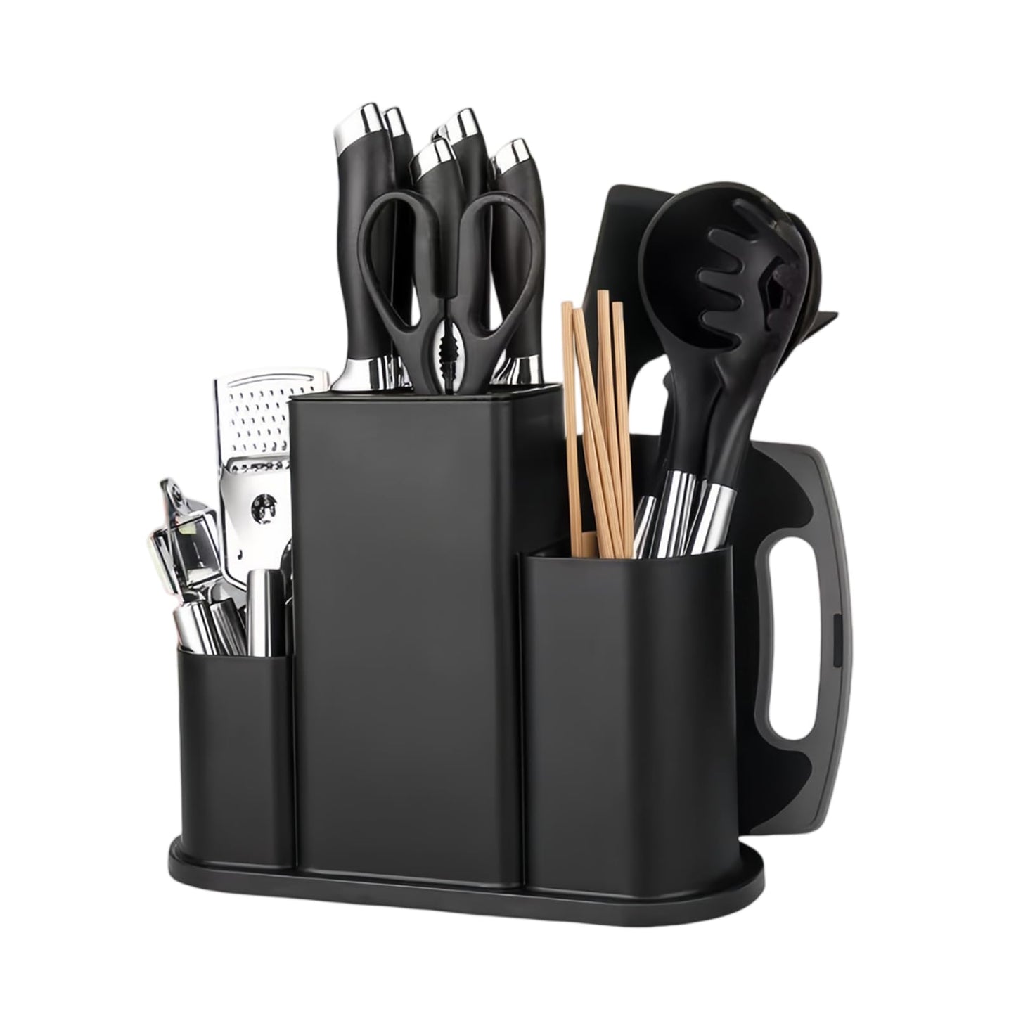 4 in 1 Universal Knife Block Holder, Detachable Knife Storage Stand, Practical Square Knives Block with Utensil Scissors Slots, Knife Storage Stand