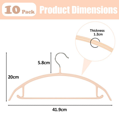 10 Pack Sweater Clothes Hanger No Shoulder Bump 42CM Wide Heavy Duty Coat Metal Hangers for Closet Non Slip PVC-Coating for