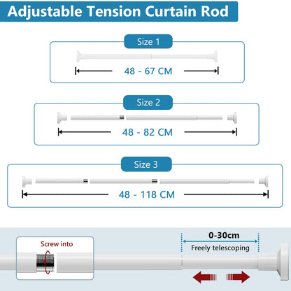 WELDUN Extendable Shower Curtain Tension Rod 48-118CM No Drill Rod