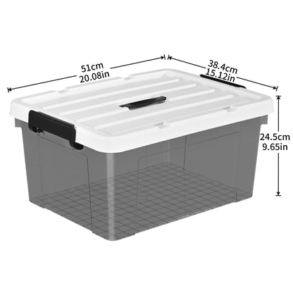 Cetomo 35L*6 Storage Boxes, Carry Plastic Storage Box with Lids, Organizing Container with Handle and Secure Latching Buckles, Stackable, Nestable