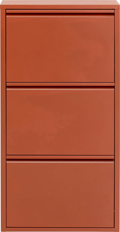Kare Design Shoe Container Caruso 3, Brown, Steel, 3 Tipping Compartments, Space for 6 Pairs of Shoes, Slim, Space-Saving, Storage Space, Hallway