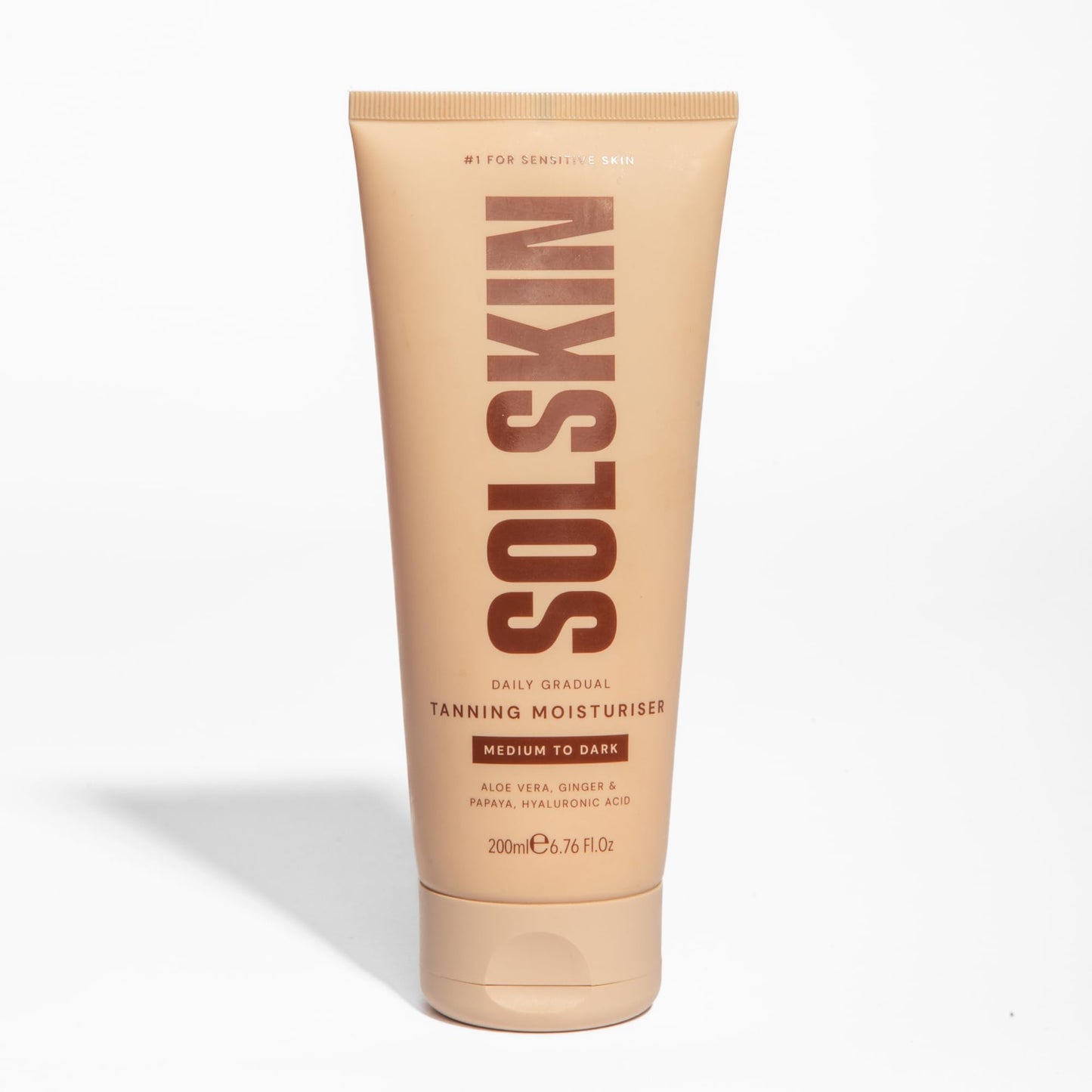 SOLSKIN Gradual Medium-Dark Tanning Moisturiser with Aloe, Hyaluronic Acid & Vitamin E, Hydrating Daily Body Lotion for Sensitive Skin, Buildable,