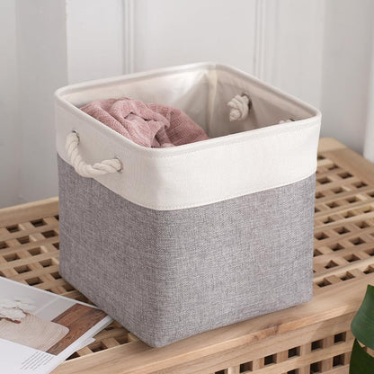 flaxarne Decorative Storage Basket with Rope Handles; 3-Pack Collapsible Storage Baskets for Shelves