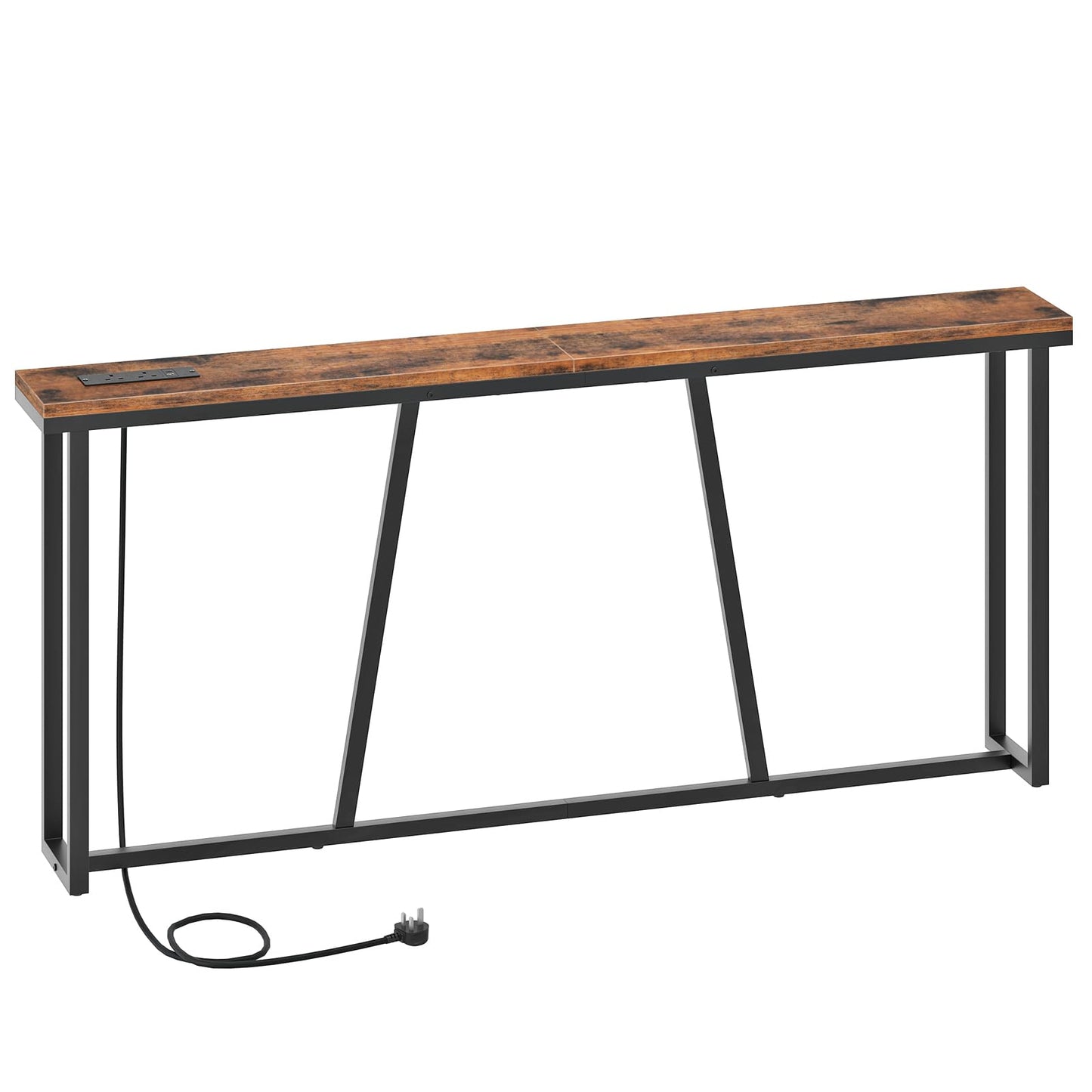 HOOBRO Console Table, 180 cm Slim Console Table with Charging Station, Long Behind Sofa Table, Narrow Hallway Table,for Hallway, Entryway