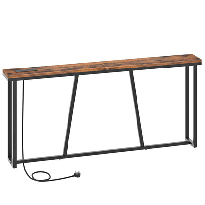 HOOBRO Console Table, 180 cm Slim Console Table with Charging Station, Long Behind Sofa Table, Narrow Hallway Table,for Hallway, Entryway
