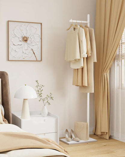 Yawinhe Freestanding Coat Rack Metal,174cm L- shape Garment Rack,White