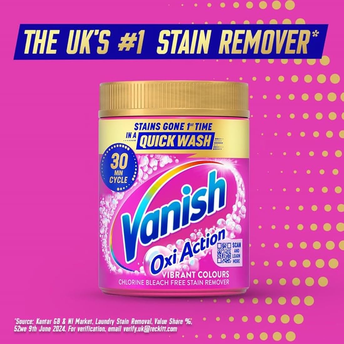 Vanish Stain Remover, Gold Oxi Action Powder, 1.5kg, Removes Stains Laundry Detergent Leave Behind, Protects Fabric Colours and Removes Odours, Bleach Free