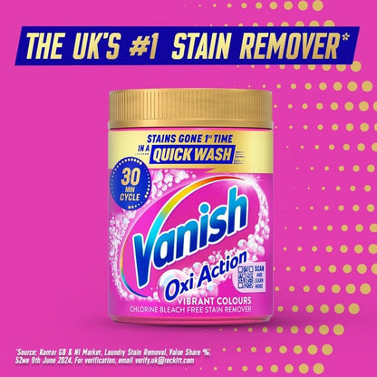 Vanish Stain Remover, Gold Oxi Action Powder, 1.5kg, Removes Stains Laundry Detergent Leave Behind, Protects Fabric Colours and Removes Odours, Bleach Free