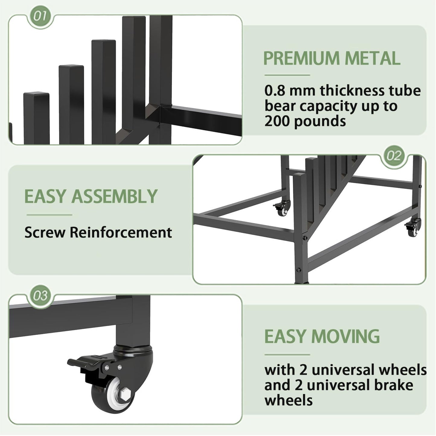 Nisorpa Ceramic Tile Rack, 12 Tiers Floor Tiles Samples Display Stand with 4 Wheels, Building Material Shelf
