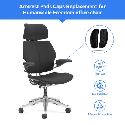 SINOLUXE Arm Pads Replacement for Humanscale Freedom Office Chair, Only for Height Adjustable Arm（Black, 1 Pair）