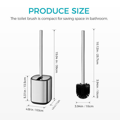 Toilet Brush and Holder Set Toilet Bowl Brush Stainless Steel Automatic Toilet Bowl Cleaner Brush with Durable Bristle Head Toilet Cleaning Brush for