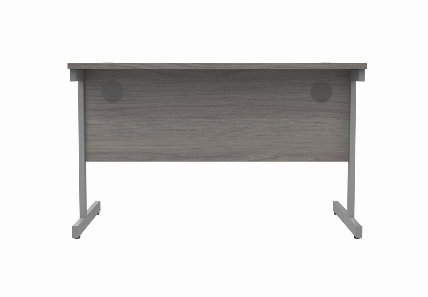 Office Hippo Essentials Rectangular Writing Computer Work Place, Home Office Desk with Cable Port Management, MFC, Alaskan Grey Oak, 120x80cm