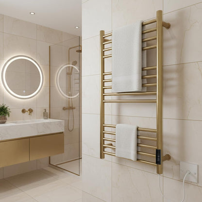 Manissa Siena Brushed Brass Electric Heated Towel Rail 400mm W x 1000mm H