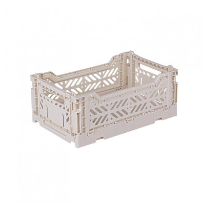 AYKASA Folding Crate, Sturdy Folding Box, Plastic, Stackable, Coconut Milk, Mini (27 x 17 x 11 cm)