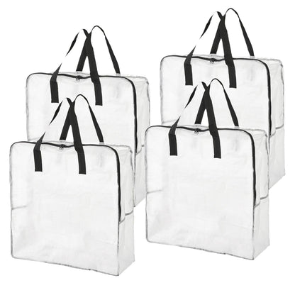 80L Clothes Storage Bags, 4 Pack Large Clear Capacity Clothes Organizer with Zips, Moisture proof
