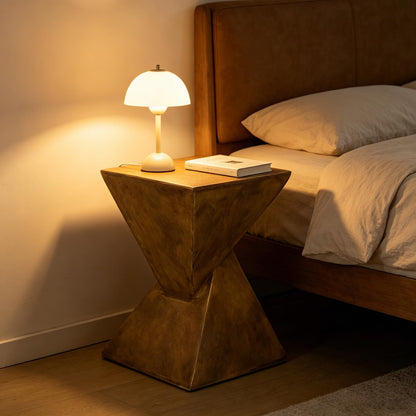 Concrete Art Side Table Lightweight: Modern Accent Table 30.5x30.5x46cm Brown Bedside Sofa Sides Tables Sitting Chair End Table for Living Room