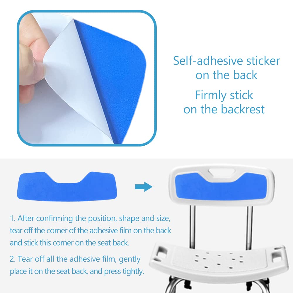 Shower Chair Back Mat, Bath Stool Backrest Non-Slip Cushion EVA Foam Pad with Adhesive for Handicap, Disabled, Elderly (Back)