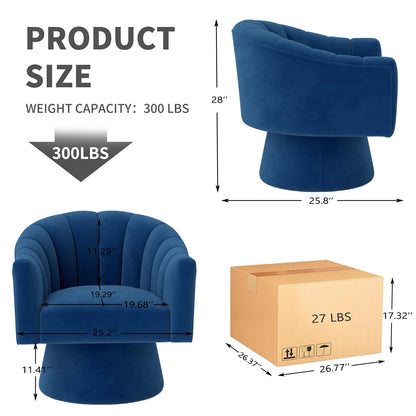 SEYNAR Swivel Accent Chair,Upholstered Velvet 360° Swivel Barrel Chair for Living Room Overstuffed Bouncle Reading Chair Round Armchair for