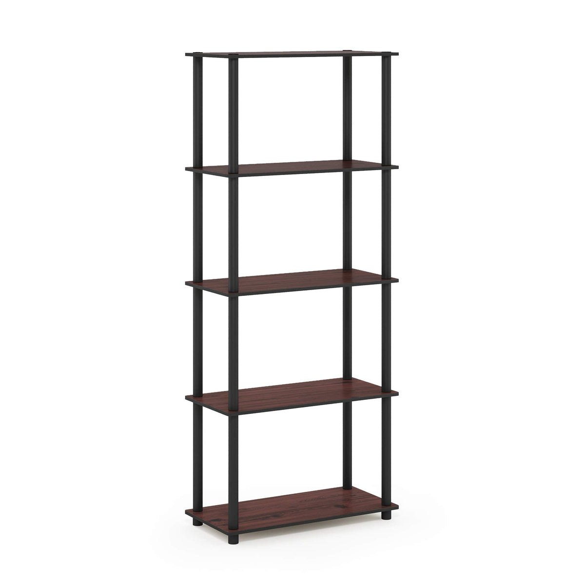 Furinno TURN-N-TUBE Tool-Free 5-Tier Book Shelf, Cherry Oak