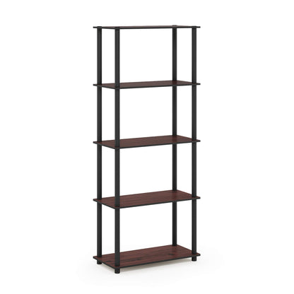 Furinno TURN-N-TUBE Tool-Free 5-Tier Book Shelf, Cherry Oak