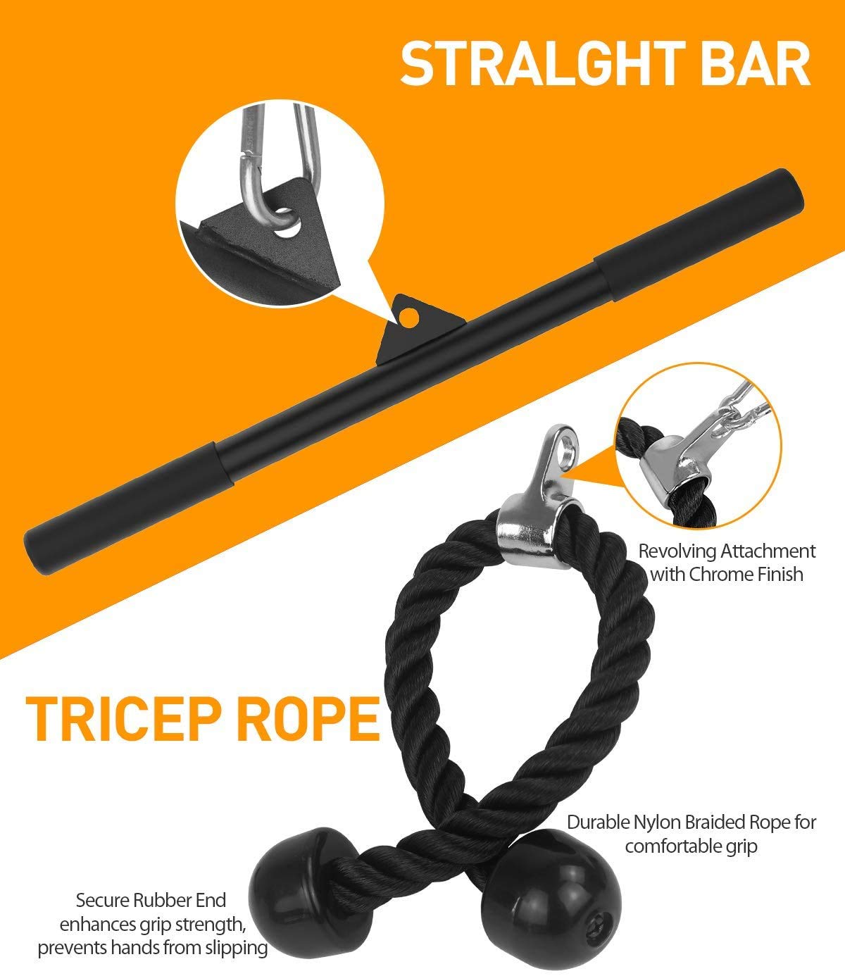 Weight Cable Pulley System Home Gym,Morwealth LAT and Lift Pulley System Gym Cable Machine attachment With Tricep Rope,lat pulldown bar,Loading Pin