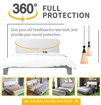 DUJUIKE Headboard Slipcover for Cal King Bed, Stretch Bed Headboard Cover, Dustproof Protector Cover for Linen Tufted Upholstered