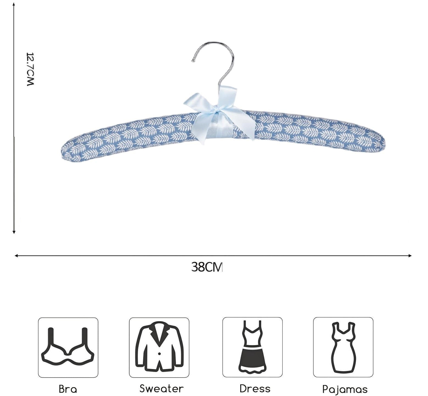 Xiabing Anti-Slip Satin Padded Clothes Hangers with Rotatable Hooks No Shoulder Bump for Women Heavy Sweaters, Coats, Suits (5, Fern-Leaf)