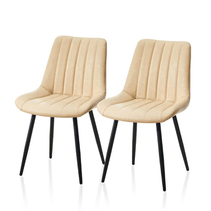 TUKAILAi Dining Chairs Set of 2, Beige Faux Leather Chairs for Kitchen