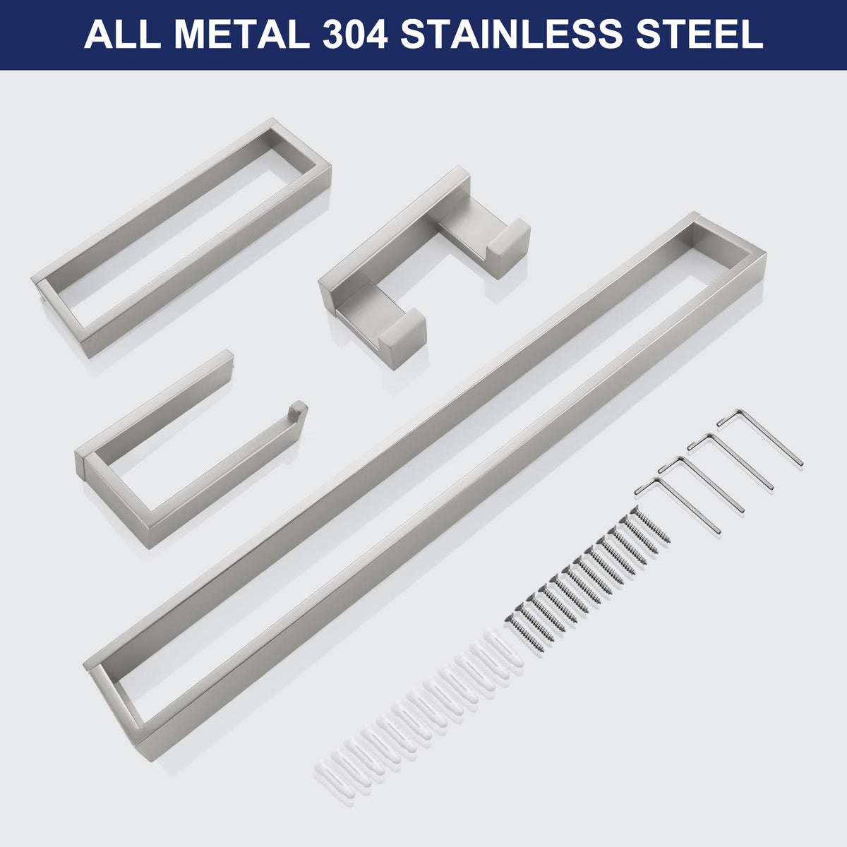 TURS Brushed Finish 4-Pieces Towel Bar Holder Sets,Concealed Screws
