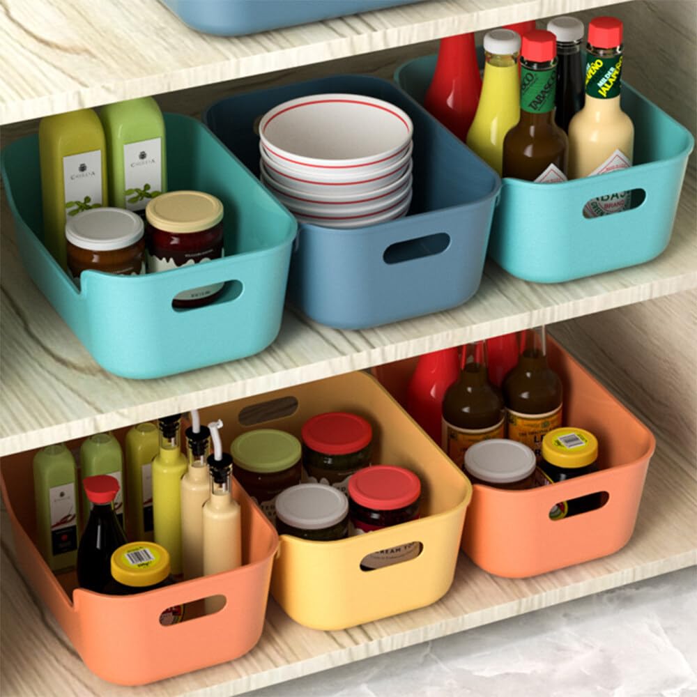 Small Basket, 8PCS Stackable Storage Box, Plastic Organizer Storage Baskets