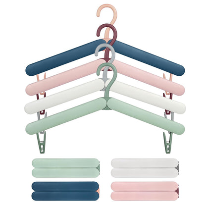 Minicoco Foldable Clothes Hangers with Clips, 4 Pack Space Saving Lightweight Travel Hangers, Strong Portable Folding Coat Hangers for Cruise