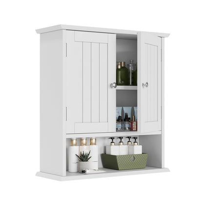 Smuxee White Bathroom Cabinet Wall Mounted, Small Bathroom Medicine Cabinet with 2 Door Adjustable Shelves