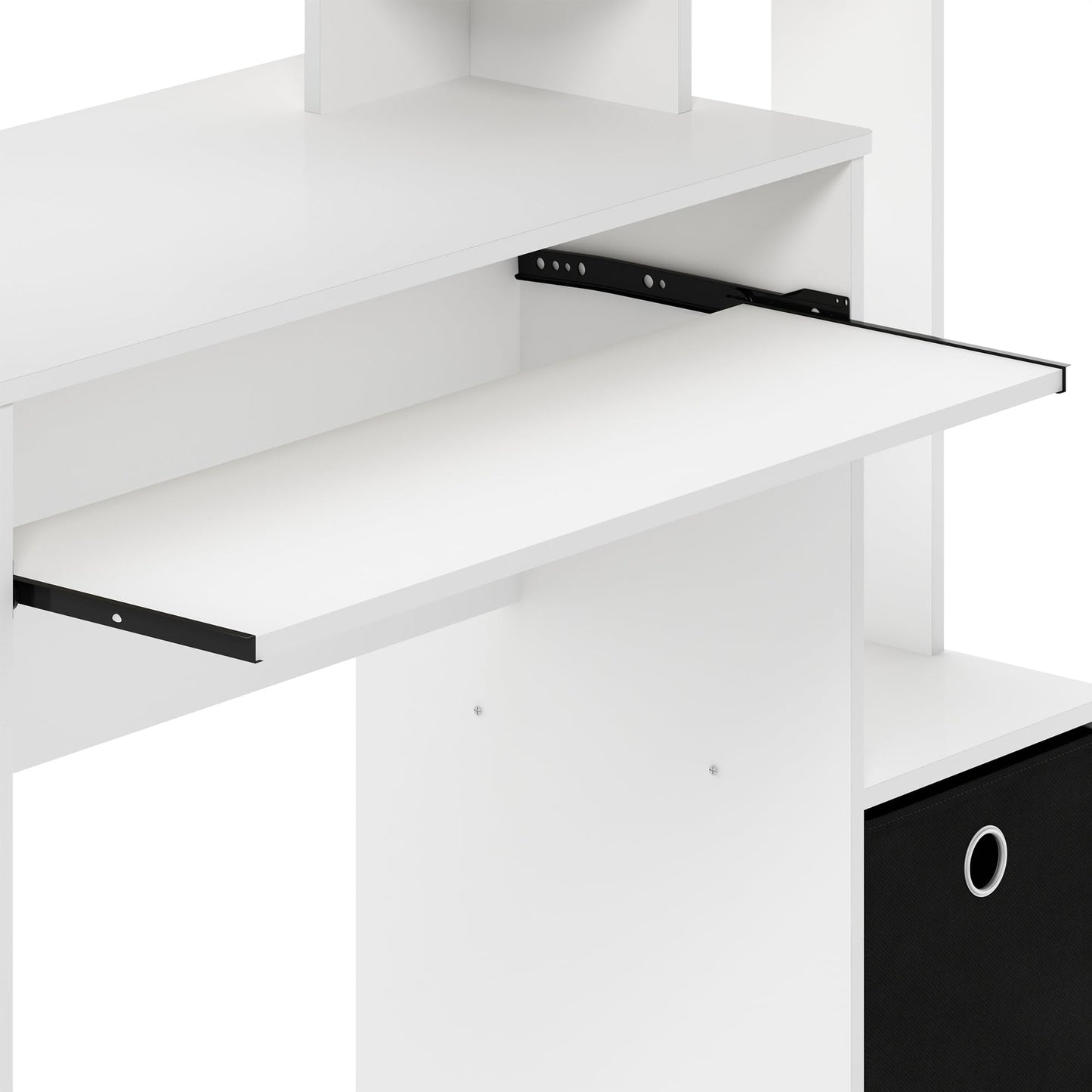 Furinno ECON Desk, Gaming Desk with Keyboard Tray, Computer Desk, Office Desk with Side Shelves and Storage Bin for Home Office, Study Room, Dorm