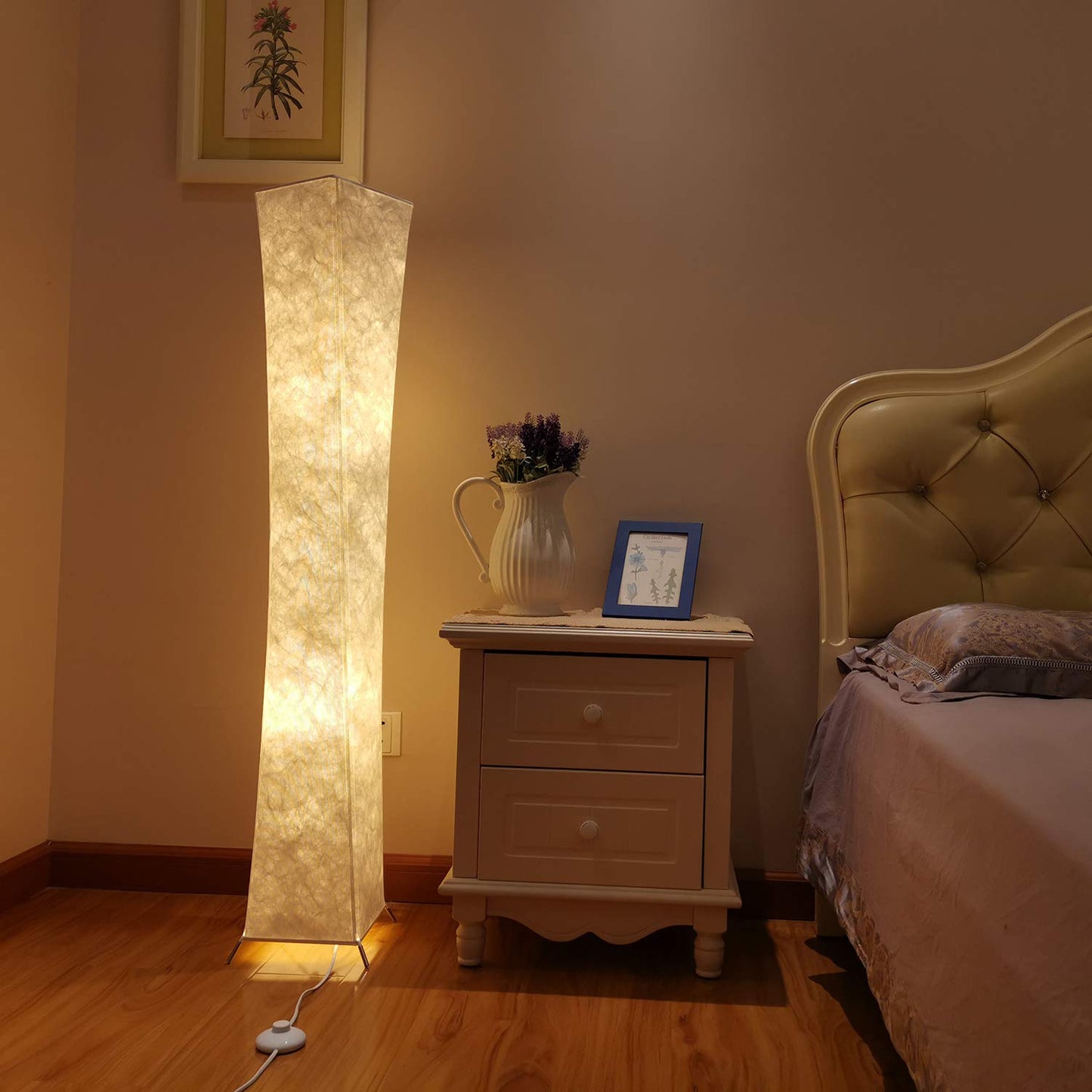 CROSS ZEBRA Floor Lamp, Bedroom Fabric Lamp Soft Warm Lighting Romantic Atmosphere Minimalist Modern Design for Living Room, Tall Arc Floor Standing