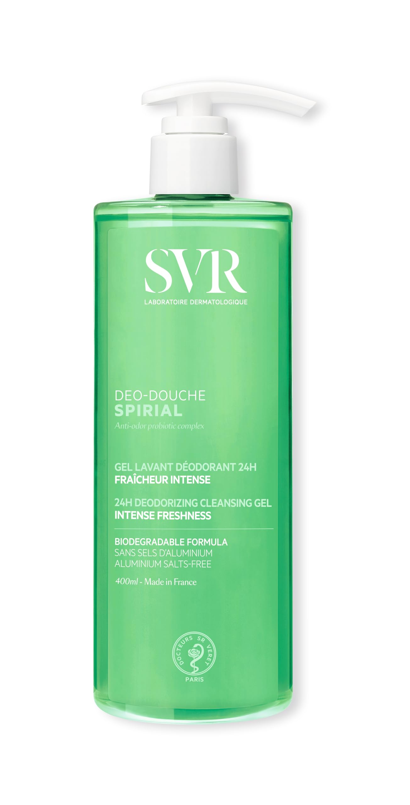 SVR SPIRIAL All-over 24hr Deodorising Wash-Off Cleansing Gel, Aluminium Salts-Free, 400ml