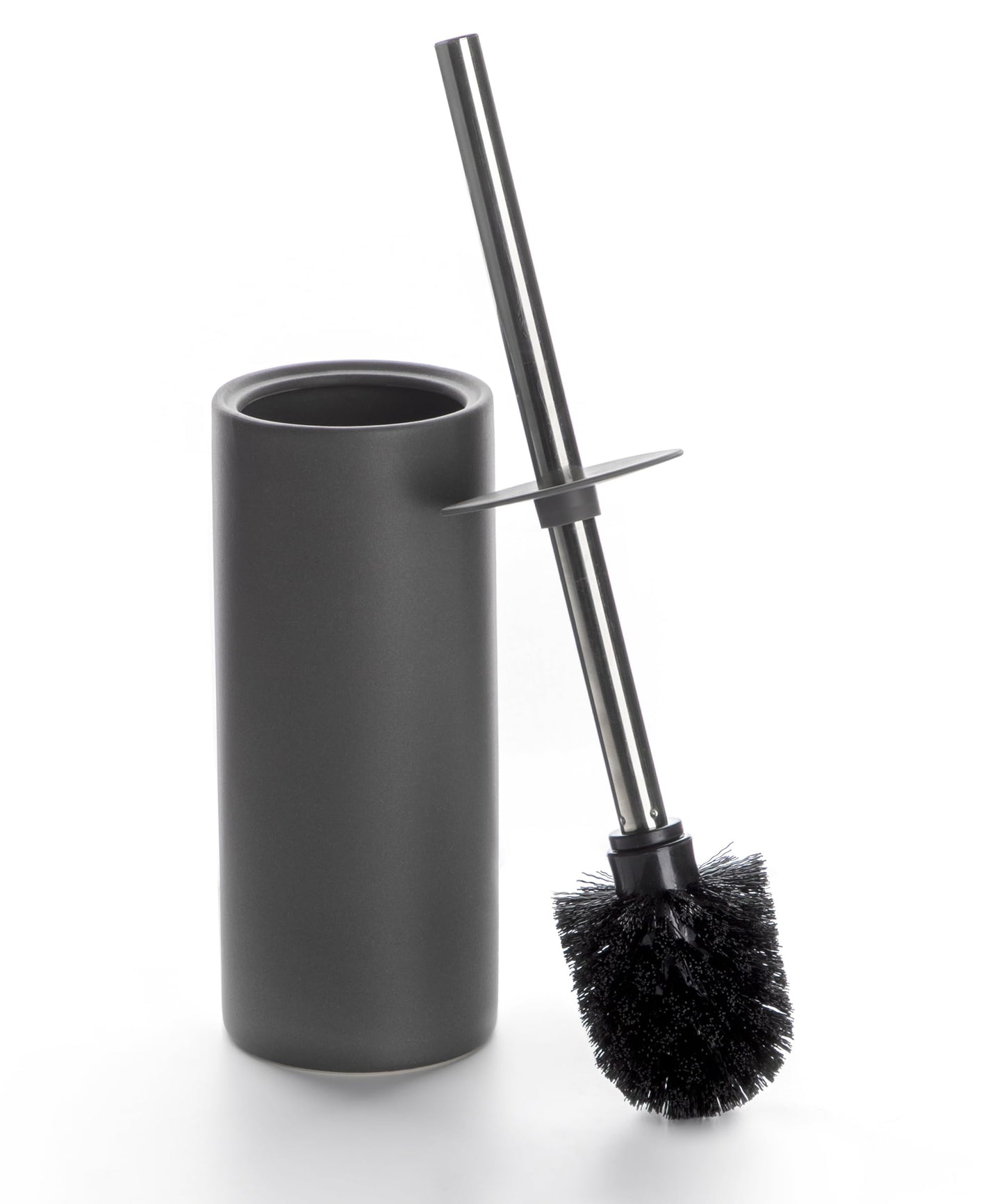 Viosuniu Matt Gray Ceramic Toilet Brush and Holder Set, Freestanding Toilet Bowl Cleaners Brush, Scrubber Brush for Toilet, Bathroom Accessories with