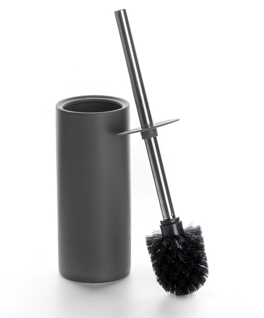 Viosuniu Matt Gray Ceramic Toilet Brush and Holder Set, Freestanding Toilet Bowl Cleaners Brush, Scrubber Brush for Toilet, Bathroom Accessories with