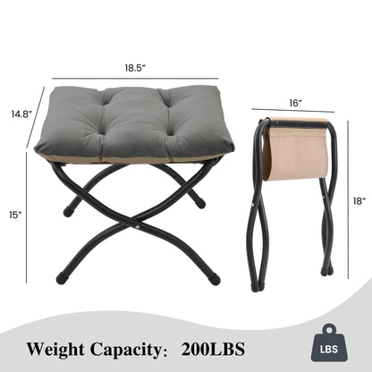 Mordchil EU 15"(H) Folding Ottoman, Foldable Footrest Stool, Portable Small Foot Stool for Couch, Collapsible Foot Rest Ottoman for Sofa