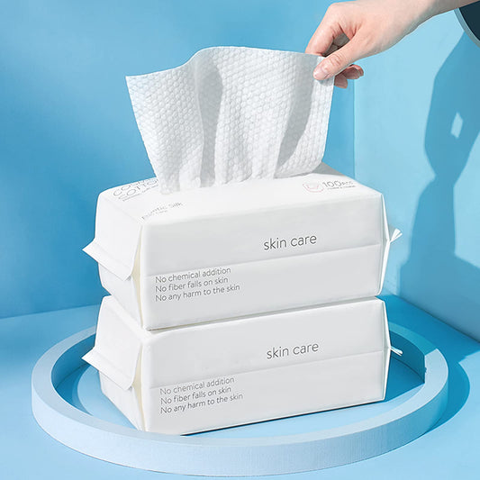 Disposable Face Towel, BIEWO Cotton Tissue Soft Dry Wipes for Women, Simple Cleaning Facial Tissues Dry Wet Dual Portable Use for Sensitive Skin &