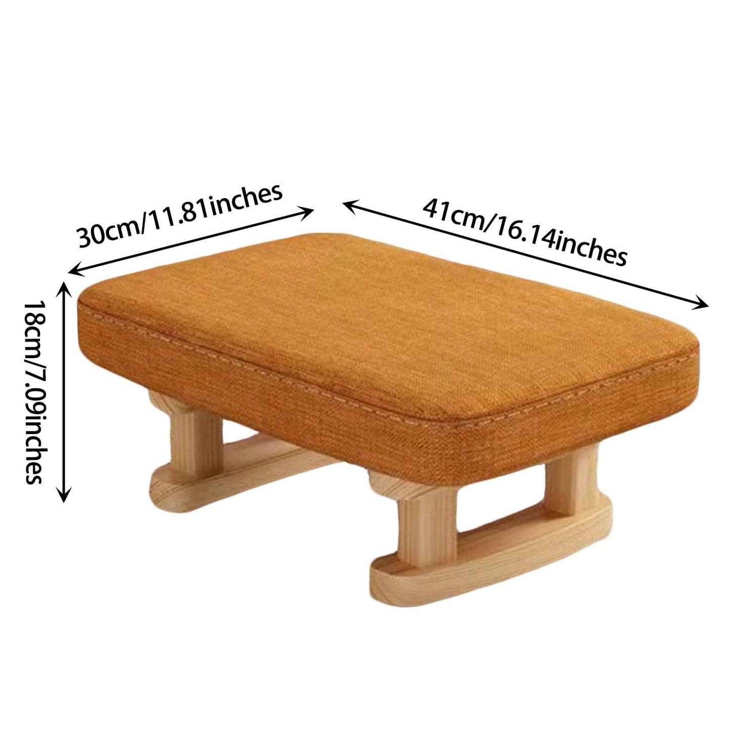 Foot Stool, Pouffe Footstool with Removable Cover, Linen Fabric Small Footstool with Cushion, Footstools for Living Room Entryway Office Bedroom