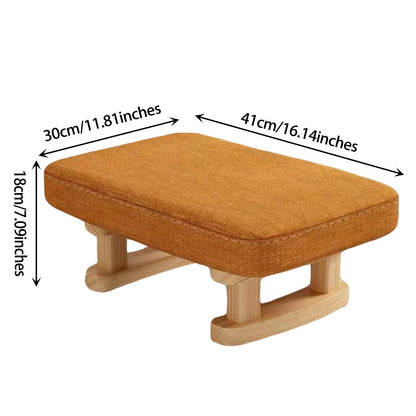 Foot Stool, Pouffe Footstool with Removable Cover, Linen Fabric Small Footstool with Cushion, Footstools for Living Room Entryway Office Bedroom