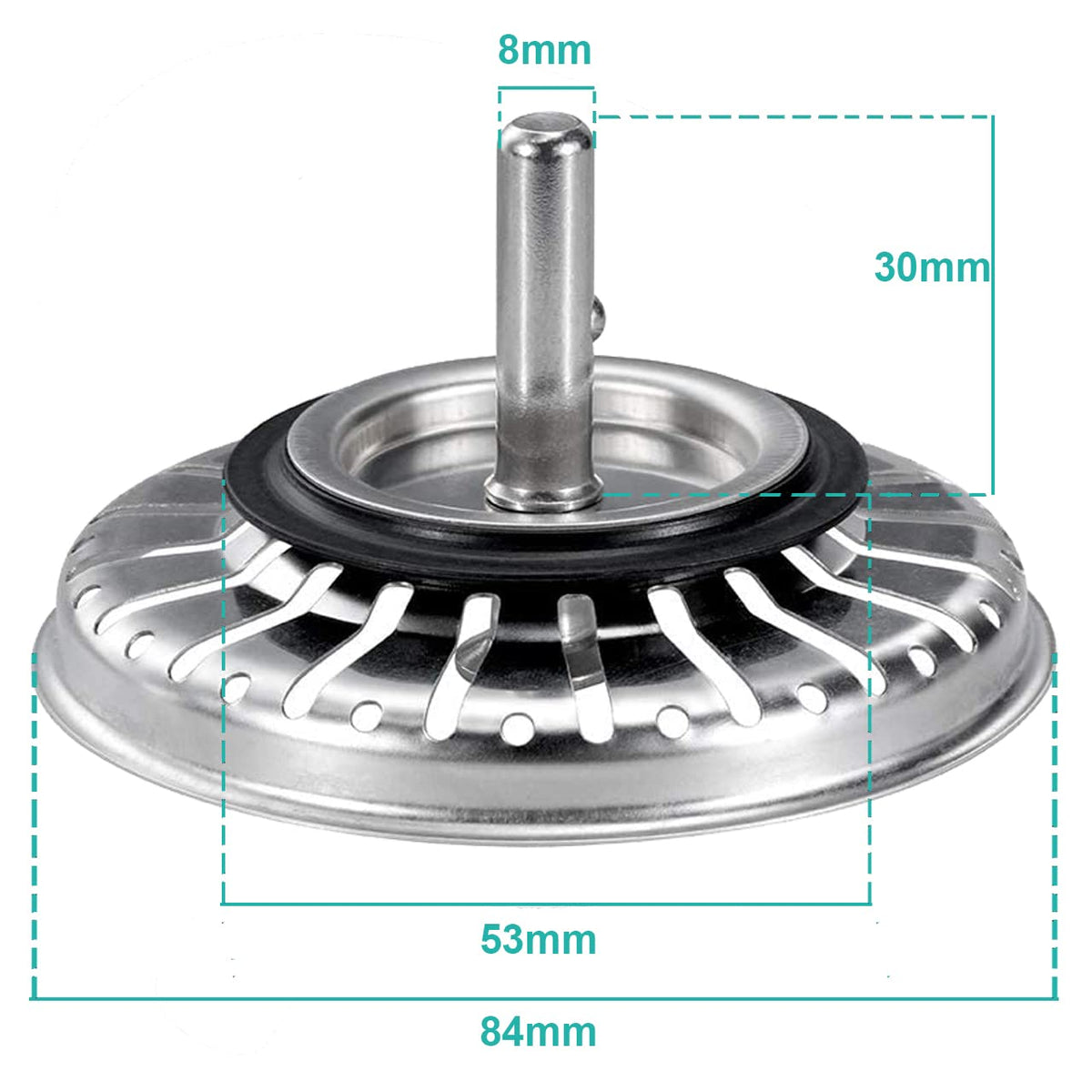 Tomario Kitchen Sink Strainer Plug Stainless Steel Thicken for Kitchen Sink, Hole Diameter 78mm 79mm 82mm 84mm (2 Pack, 84mm, Bonus Storage Case)