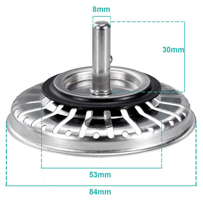 Tomario Kitchen Sink Strainer Plug Stainless Steel Thicken for Kitchen Sink, Hole Diameter 78mm 79mm 82mm 84mm (2 Pack, 84mm, Bonus Storage Case)