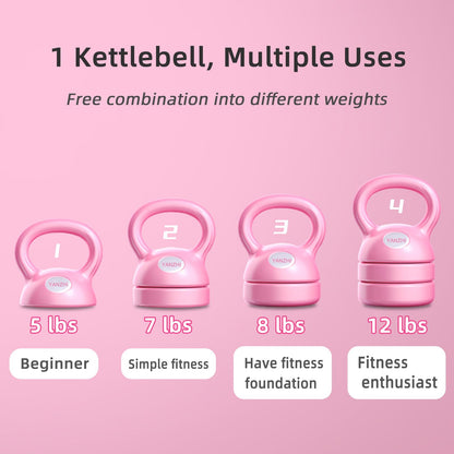 Kettlebell, Adjustable Kettlebell Weights 5lbs, 8lbs, 9lbs, 12lbs, Exercise Handle Grip Kettlebells Great for Home or Gym Workout Free Weights Men