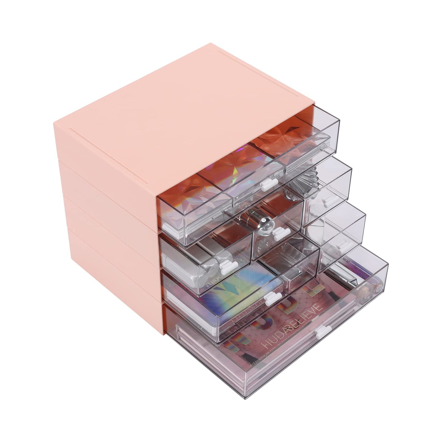 OSteed Desk Tidy Organiser with 7 Drawers, Makeup Storage Drawers, Pink