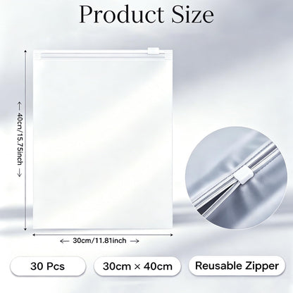 30Pcs Large ZipLock Bags for Clothes, 40x30cm Plastic Travel Bags